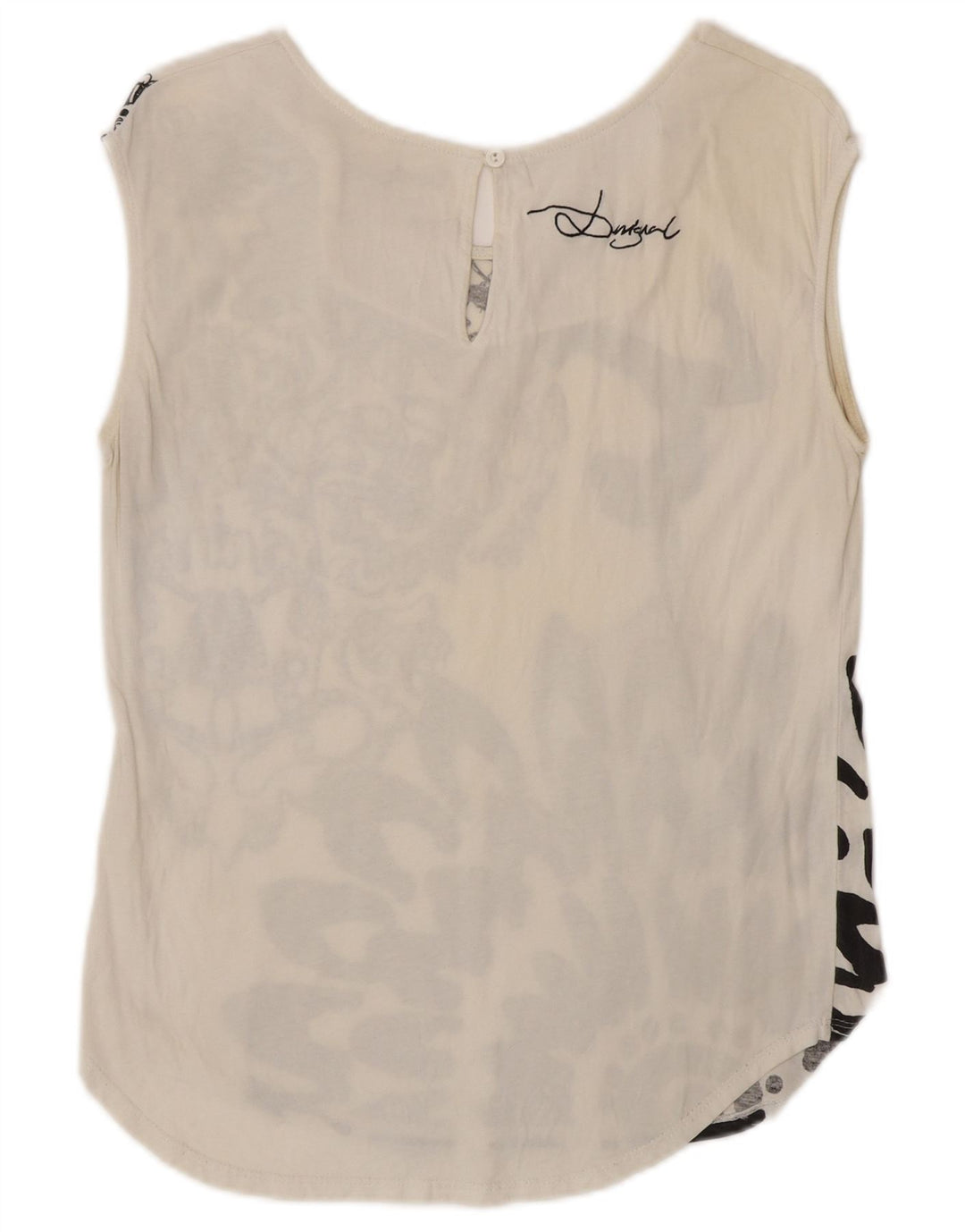 DESIGUAL Dame Cirque Du Soleil Grafisk Vest Top UK 14 Large White