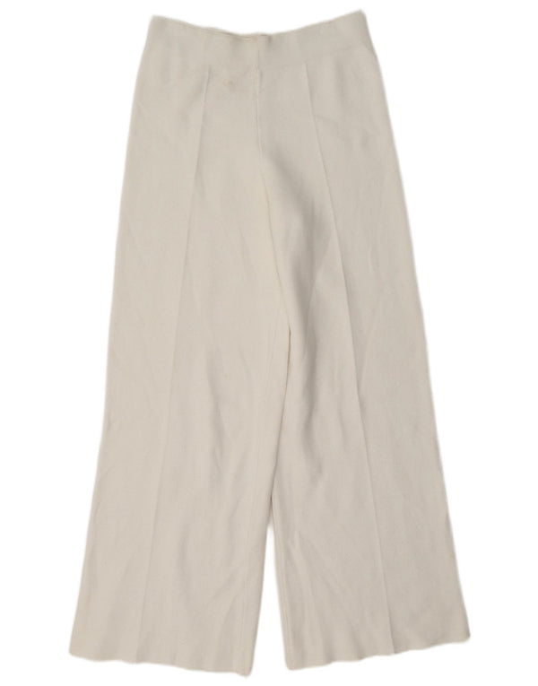 Zara Womens Wide Leg Træningsdragt Bukser UK 8 Small White Viscose