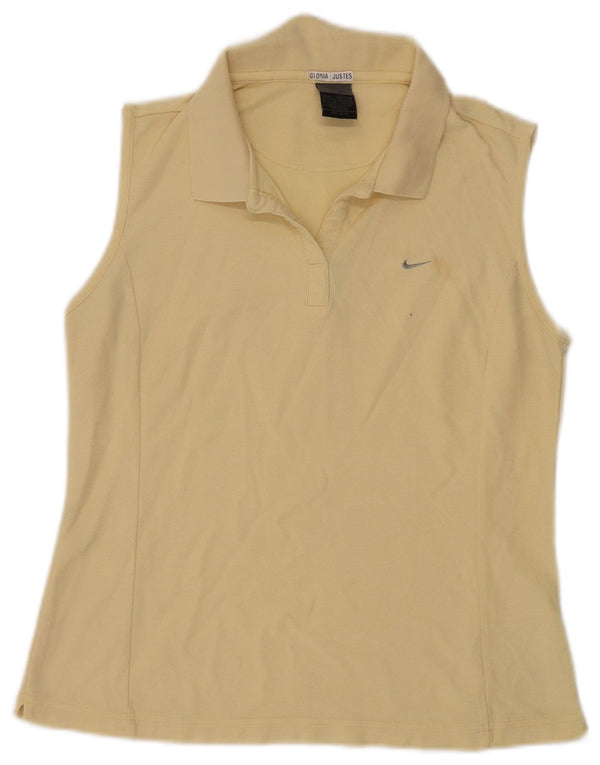 Nike Dame ærmeløs polo shirt UK 14/16 Large Yellow