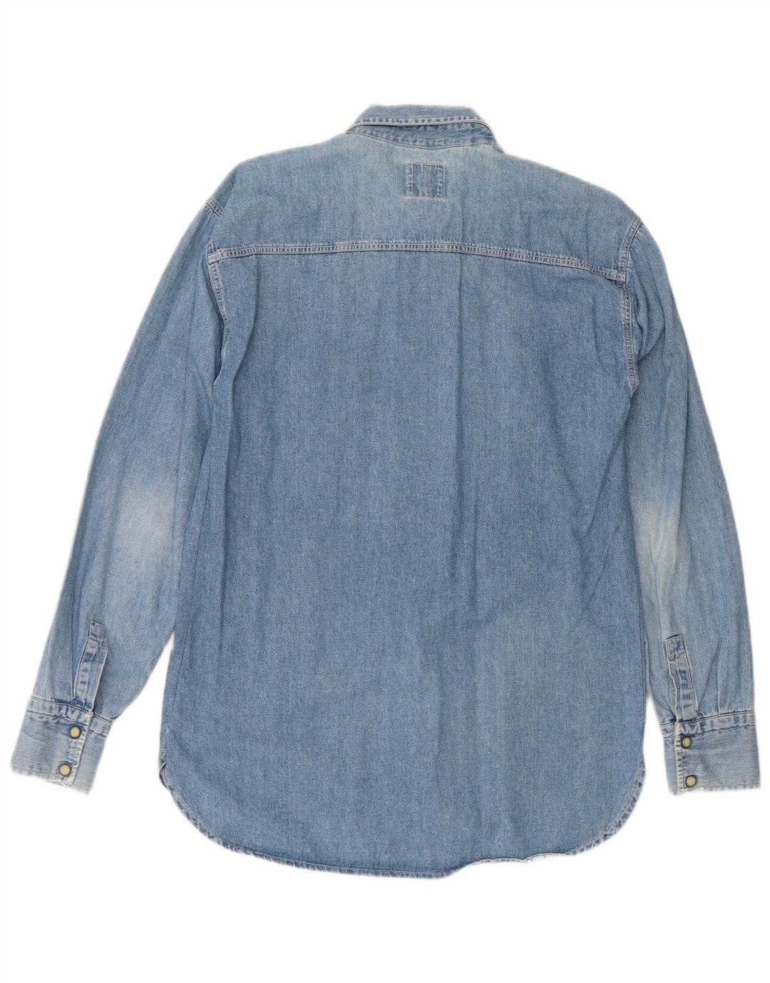 WAMPUM Womens Denim Shirt UK 14 Medium Blue