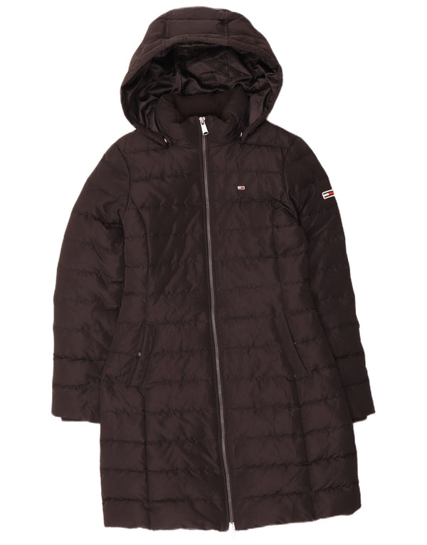 Tommy Hilfiger Dame Hætte Polstret Frakke UK 10 Small Black Polyester