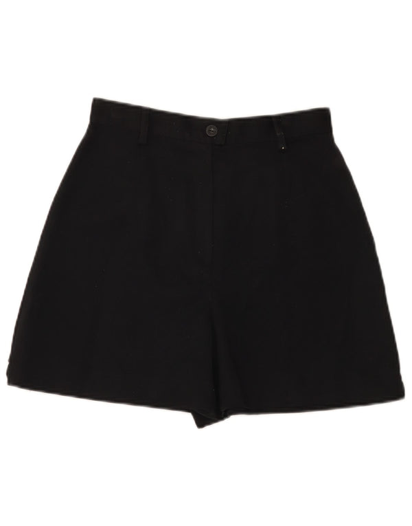 Vintage kvinders højtaljede fritidsshorts Small W26 sort polyester