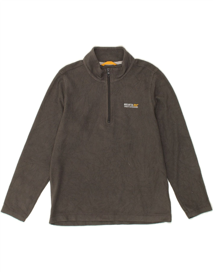 REGATTA Boys Zip Neck Fleece Jumper 11-12 Years Grey Polyester | Vintage Regatta | Thrift | Second-Hand Regatta | Used Clothing | Messina Hembry 