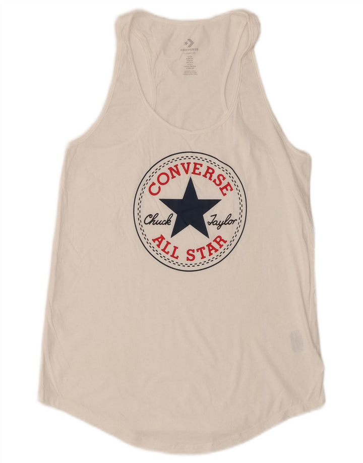 CONVERSE Dame Classic Fit Grafisk Vest Top UK 6 XS Hvid Bomuld