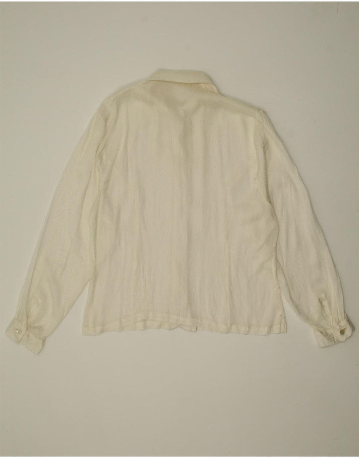 VINTAGE Womens Abstract Pattern Shirt UK 12 Medium Off White Vintage Vintage and Second-Hand Vintage from Messina Hembry 