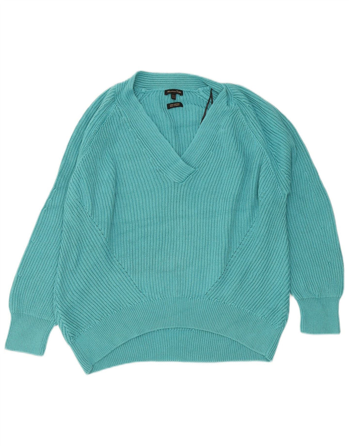 Massimo Dutti Dame Oversized V-hals sweater UK 14 Medium Turkis