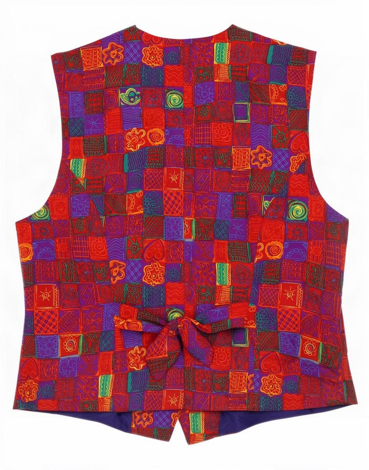 Vintage damevest EU 38 Medium Rød Patchwork Viscose