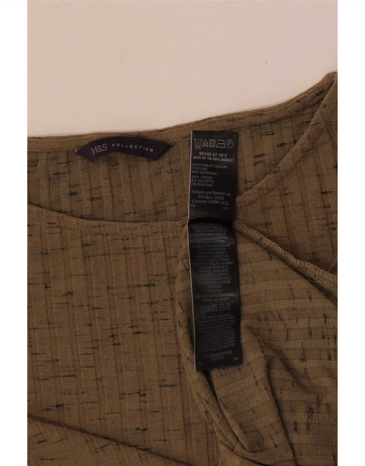 Marks & Spencer Dame Tunika Top UK 16 Large Khaki Flecked Viscose