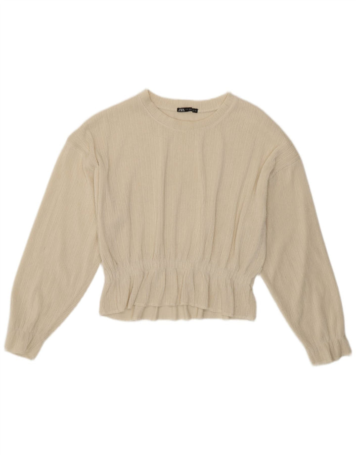 Zara Dame Boat Neck Jumper Sweater UK 14 Medium Off White