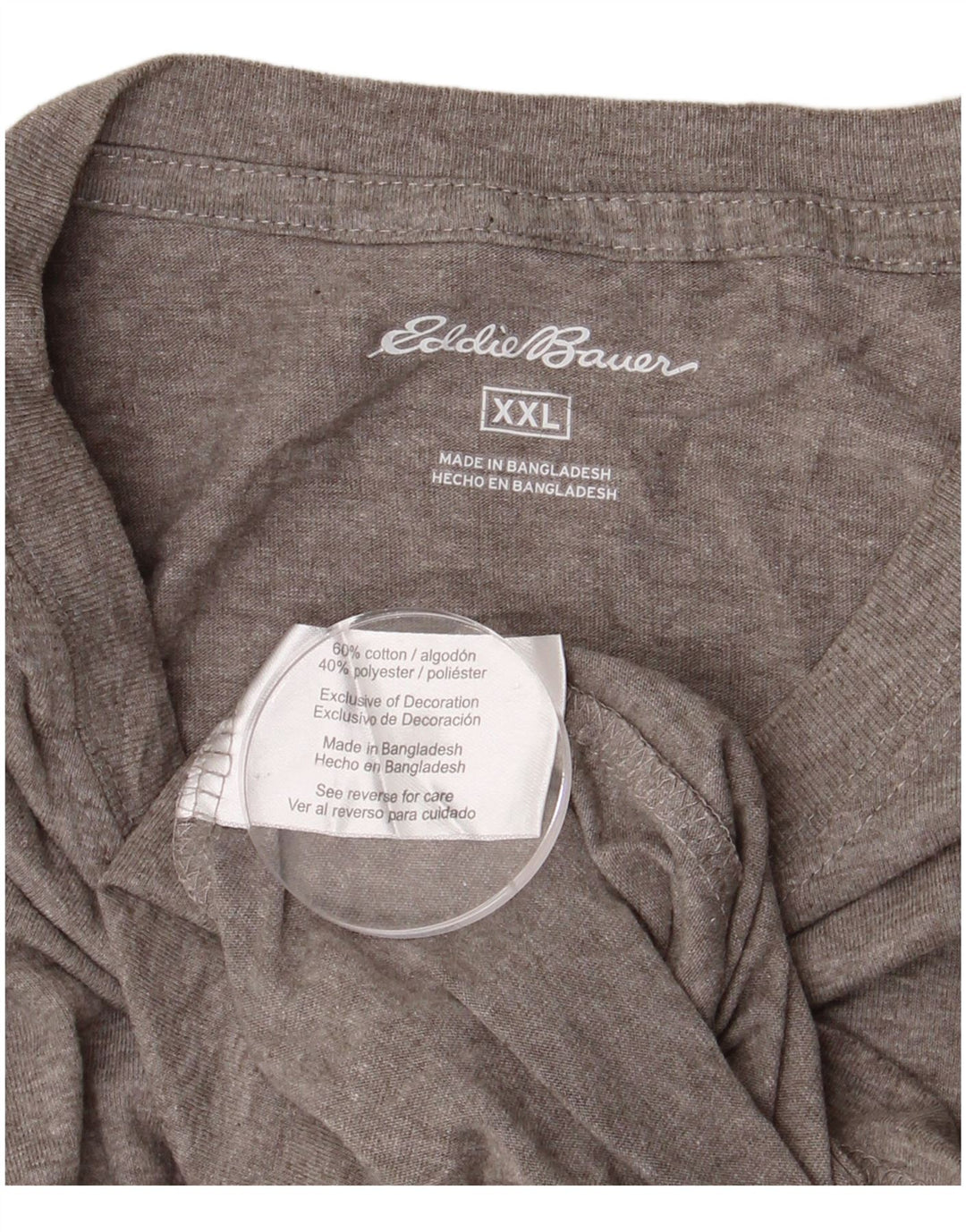 EDDIE BAUER Herre T-Shirt Top 2XL Grå Bomuld