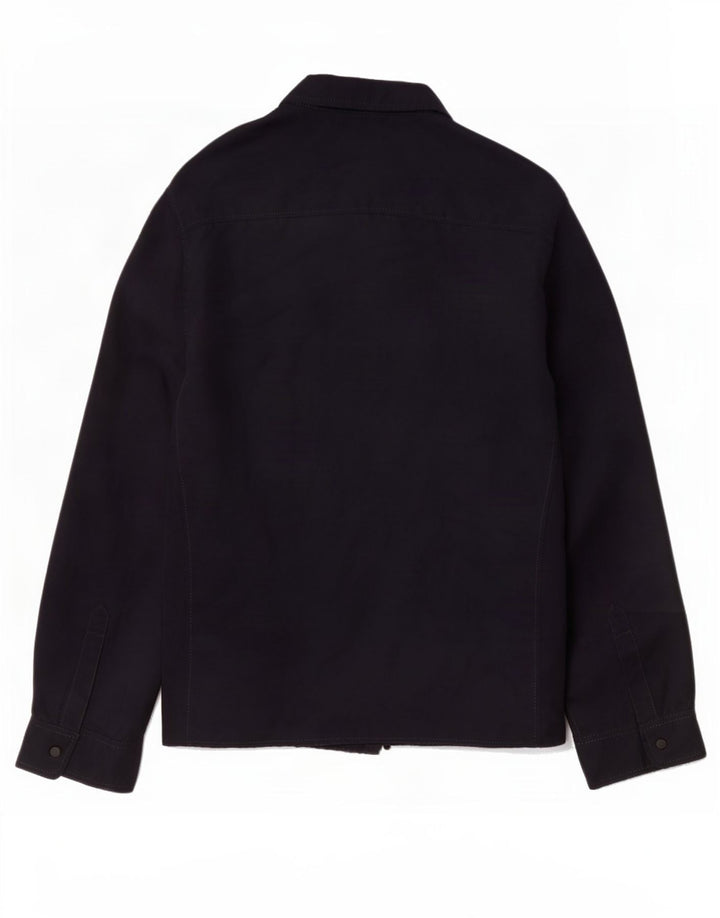 Zara Herre Slim Fit Bomber Jacket UK 38 Medium Navy Blue Polyester