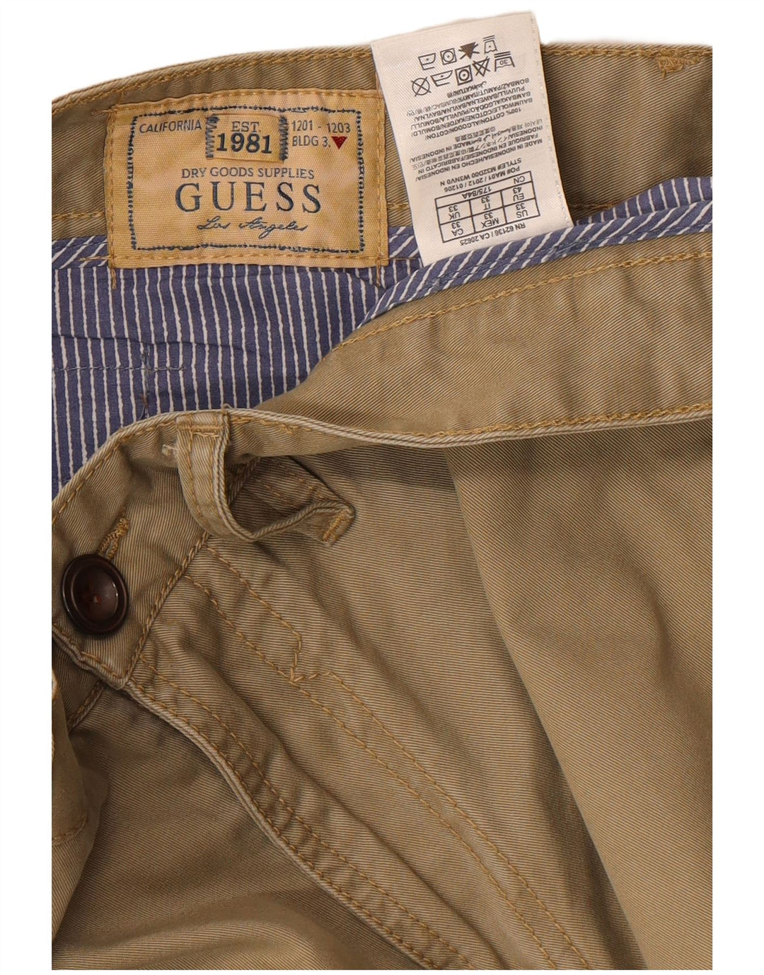 Guess Chino Shorts til mænd W33 Medium Beige Bomuld