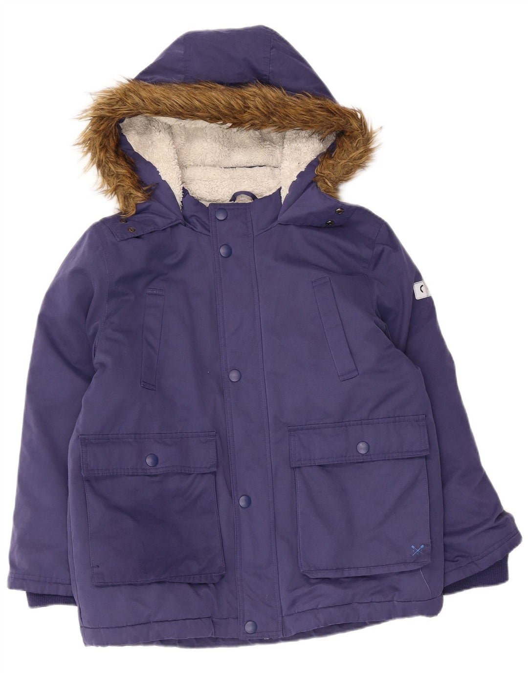 Crew Beklædning Drenge Hætte Sherpa Parka Jakke 11-12 År Blå Polyester