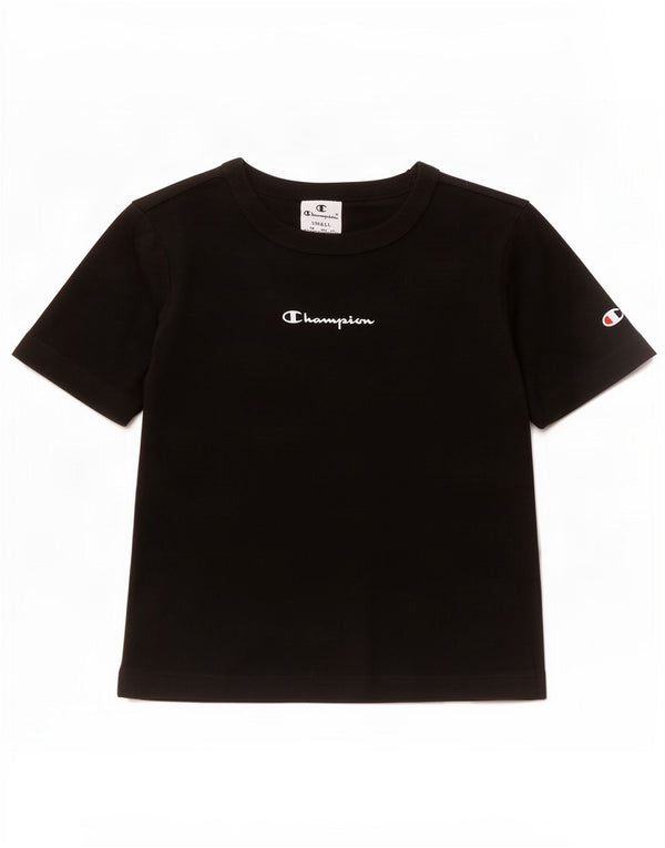Champion Womens Crop T-Shirt Top UK 8 Small Black Bomuld