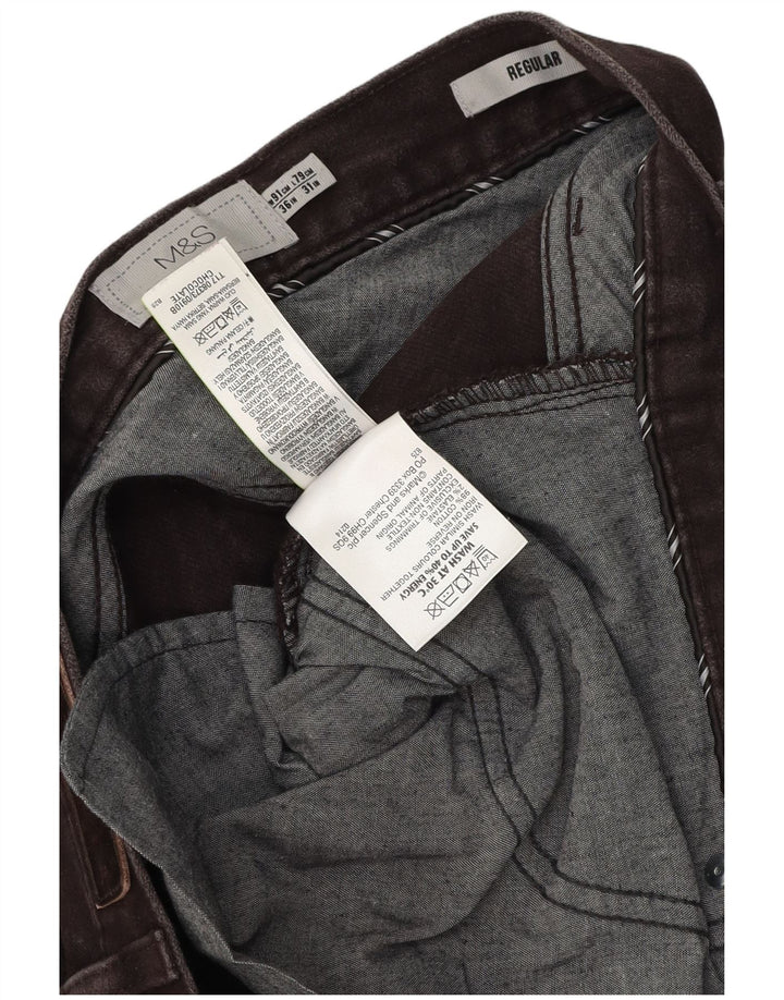 Marks & Spencer Herre Regular Casual Bukser W36 L31 Brun Bomuld