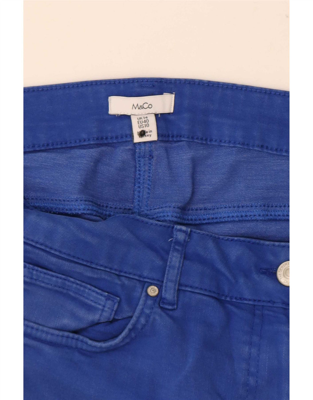 M&Co Womens Cropped Jeans UK 14 Large W34 L24 Blue