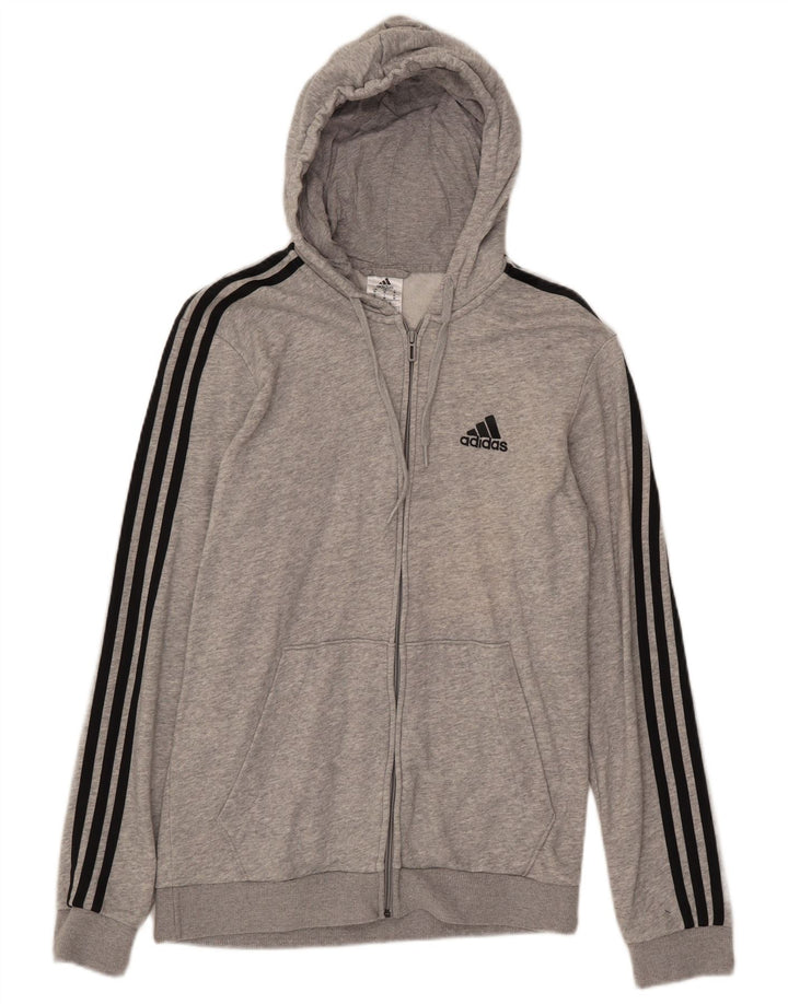 ADIDAS Hættetrøje med lynlås til mænd Medium Grey Flecked Bomuld