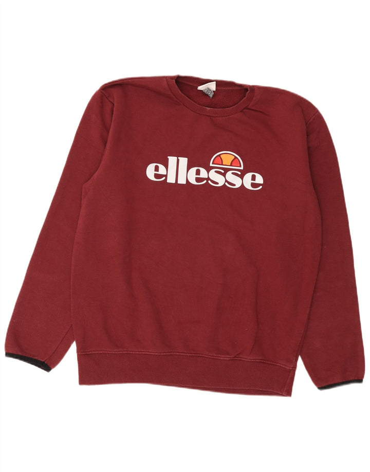 Ellesse Herre Grafisk Sweatshirt Jumper Lille Bourgogne bomuld