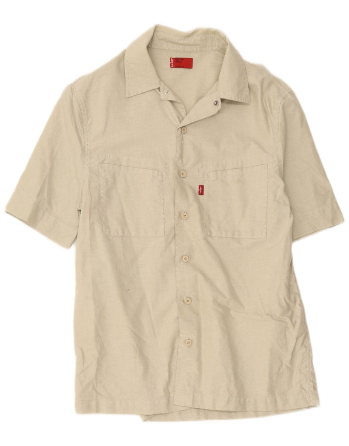 Levi's kortærmet herreskjorte lille beige bomuld