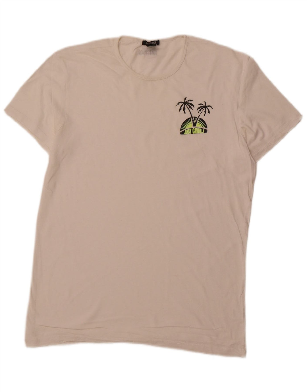 JUST CAVALLI Herre T-Shirt Top Stor Off White Bomuld