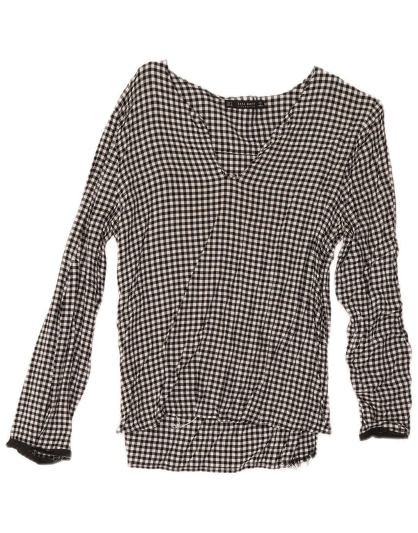 Zara Damebluse Top UK 12 Medium Sort Gingham