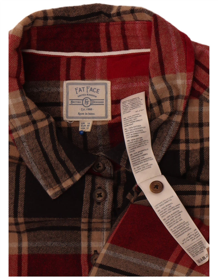 Fat Face Dame Flanell Shirt UK 16 Stor rød ternet bomuld