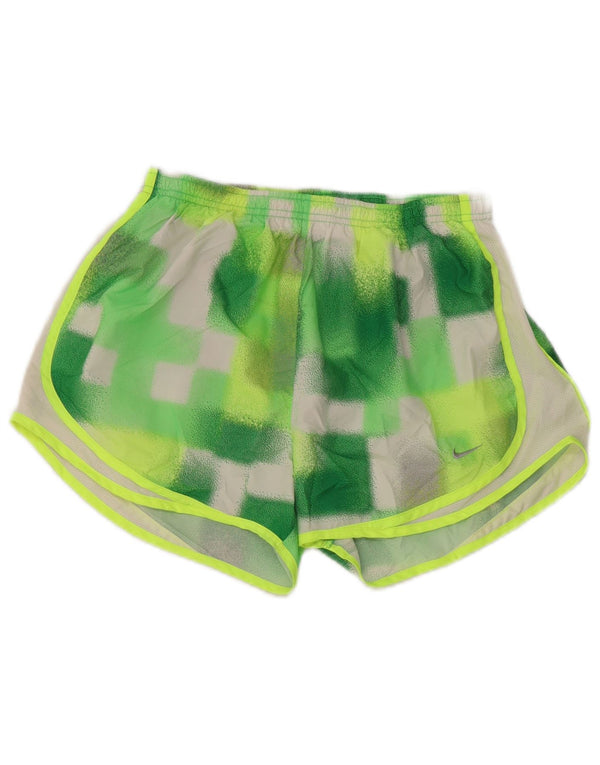 Nike Dame Dri Fit sportsshorts UK 12 Medium Green Geometrisk Polyester