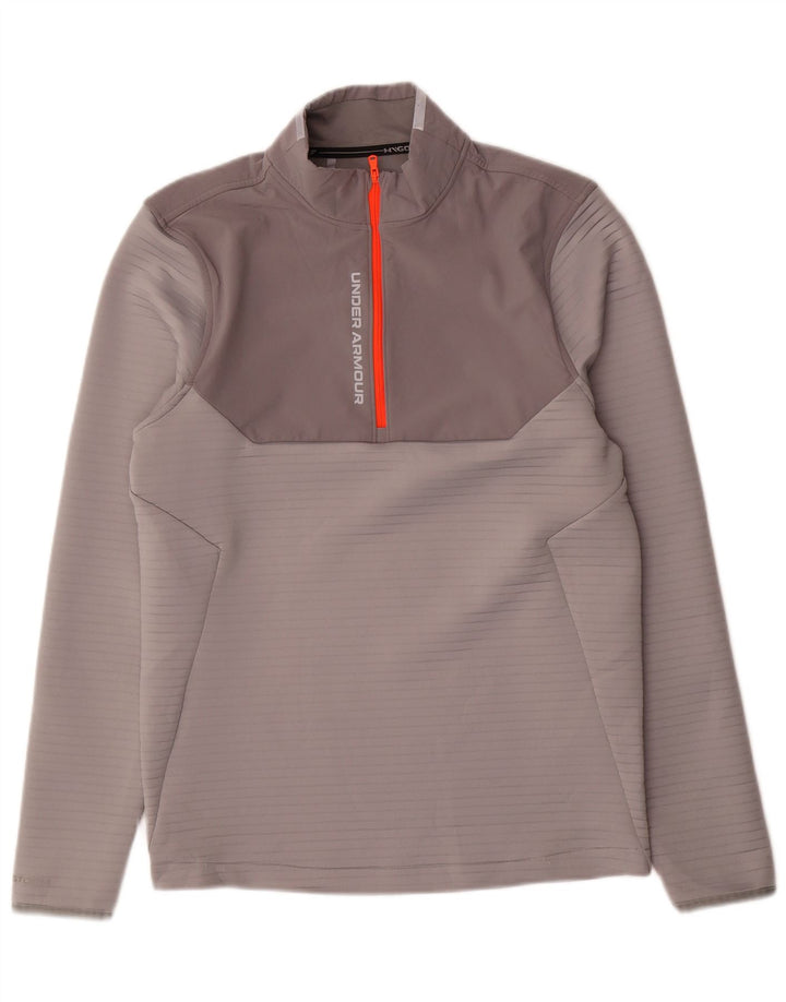 Under Armour Herre Grafisk Zip Neck Pullover Træningsdragt Top Lille Grå