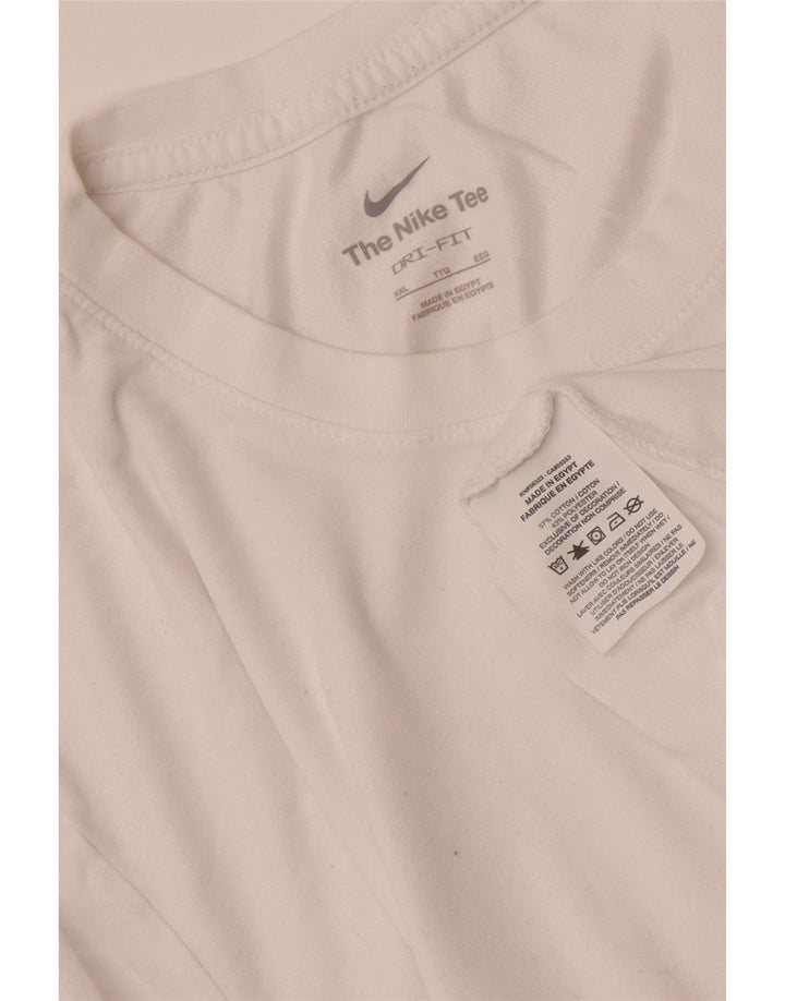 NIKE herre Dri Fit T-shirt top 2XL hvid bomuld