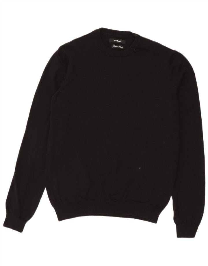 Replay Herre Crew Neck Jumper Sweater Medium Sort Bomuld