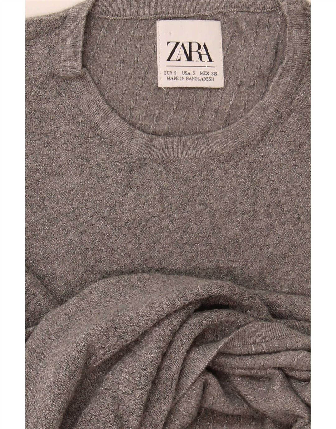 Zara Herre sweater med rund hals, lille grå