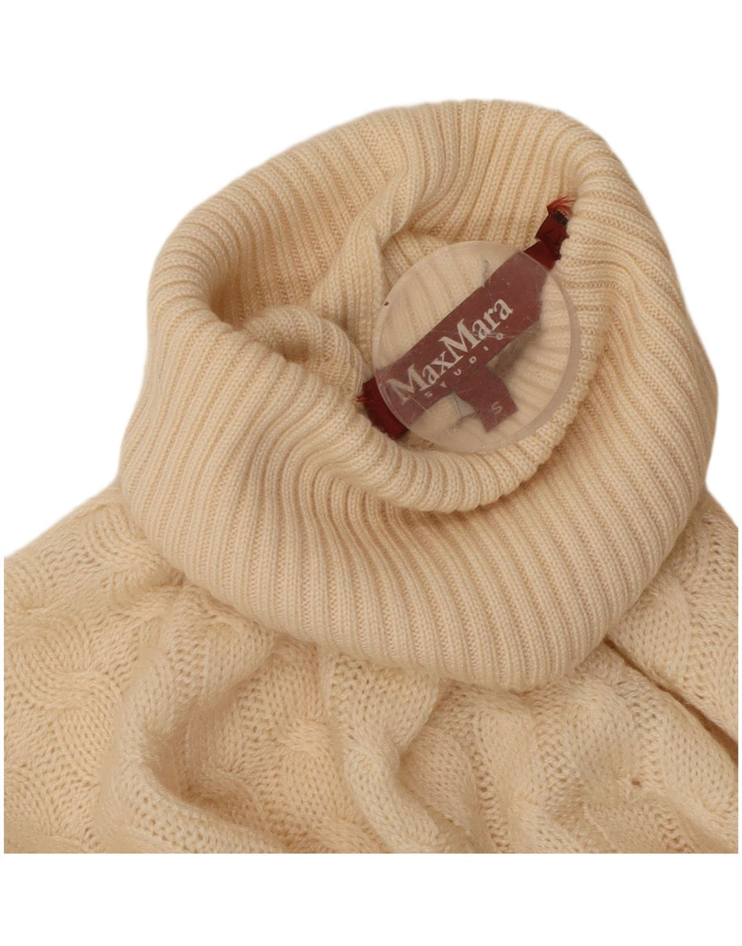 MAX MARA Dame Roll Neck Poncho Jumper UK 10 Small Beige Virgin Wool