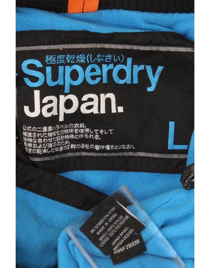 SUPERDRY vindjakke med hætte til kvinder UK 16 Stor sort nylon