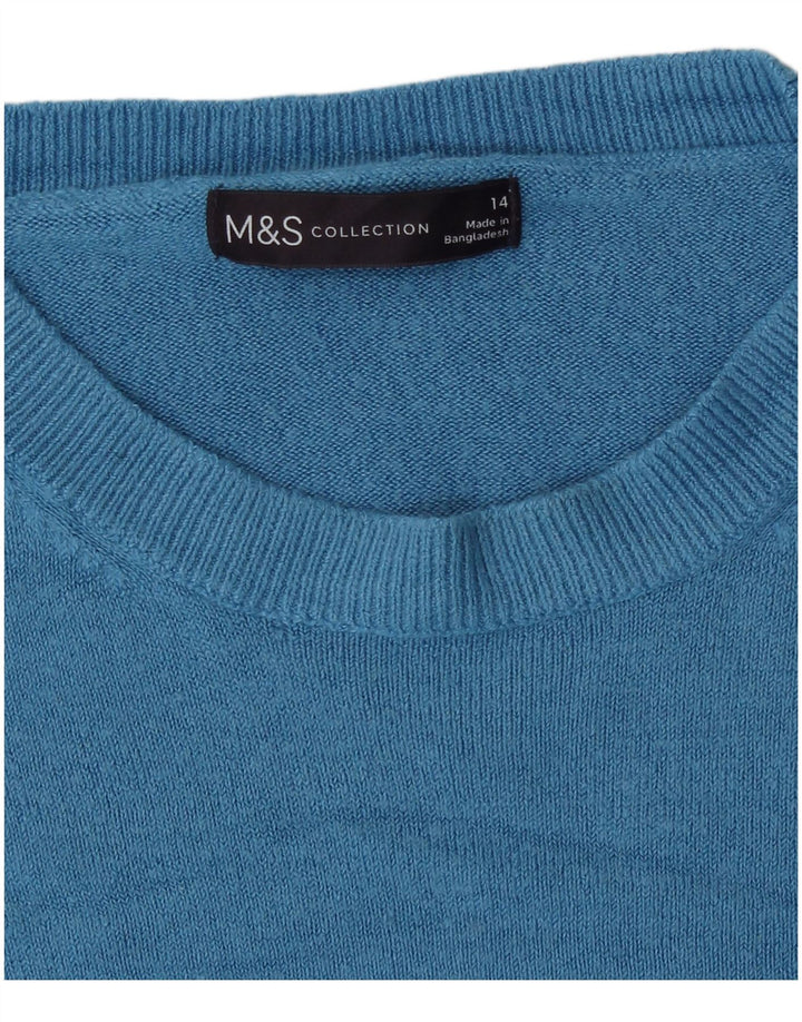 Marks & Spencer Dame Boat Neck Jumper Sweater UK 14 Medium Blue