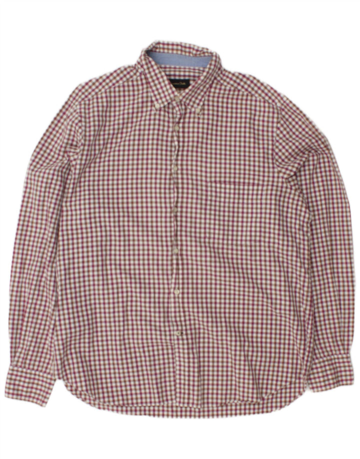 Massimo Dutti Herre Flannel Shirt 2XL Burgundy Gingham