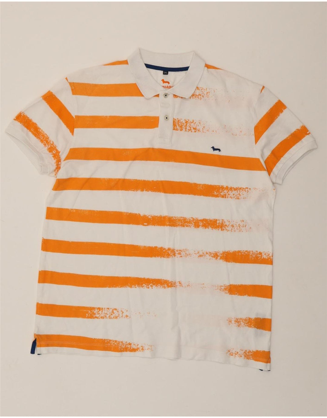 HARMONT & BLAINE Poloskjorte med smal pasform til mænd 3XL Hvidstribet bomuld