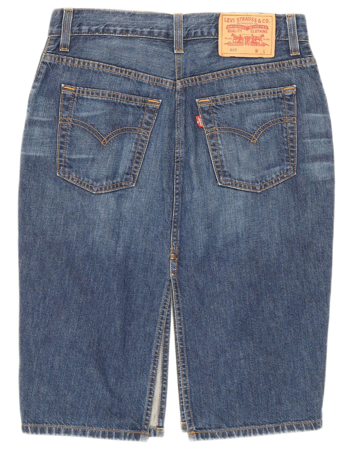 Levi's Dame 669 denimnederdel W28 Mellem marineblå bomuld
