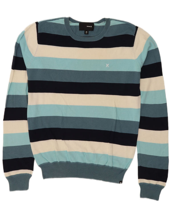 Hurley herre rund hals sweater medium flerfarvet stribet bomuld