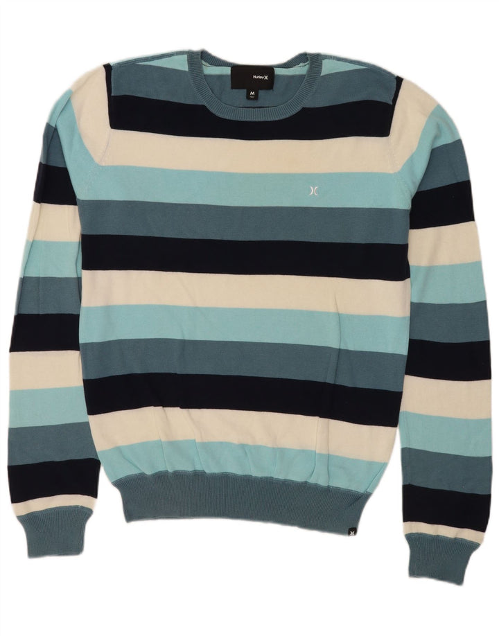 Hurley herre rund hals sweater medium flerfarvet stribet bomuld