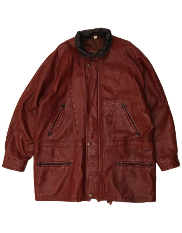 Kartel Herre Loose Fit Læderfrakke UK 40 Large Brown Colourblock