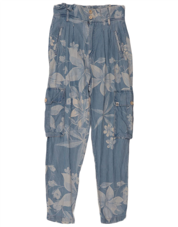 Desigual Dame Cargo Harem Bukser Medium W32 L28 Blue Floral Lyocell