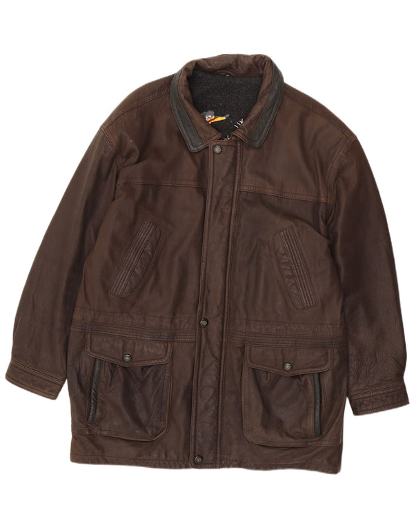 JOHN B Herre Læderjakke UK 46 3XL Brun Læder
