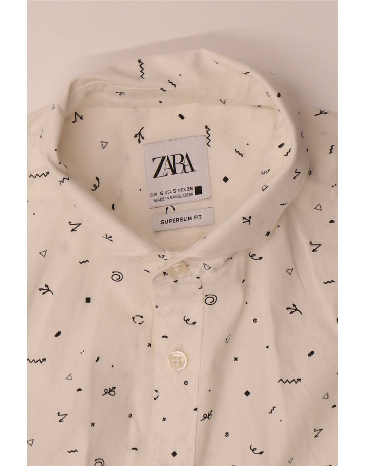 Zara Herre abstrakt mønster Super Slim Fit skjorte lille hvid