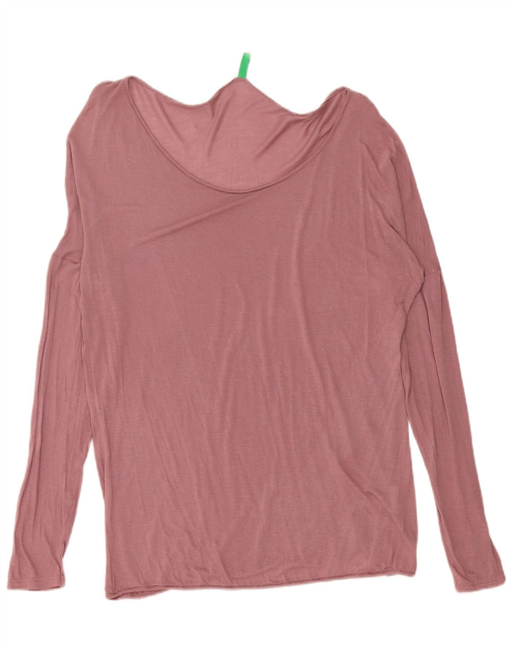 BENETTON Dame Oversized Top Langærmet UK 14 Medium Pink Modal
