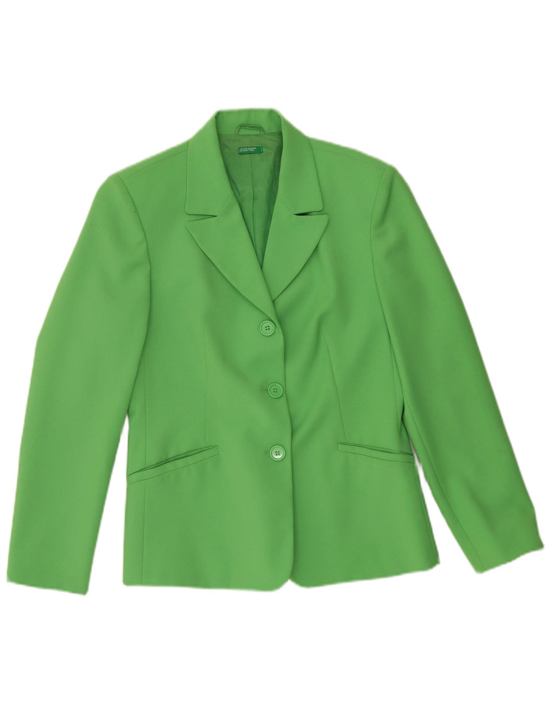 Benetton Dame 3 Button Blazer Jacket IT 42 Medium Green Polyester