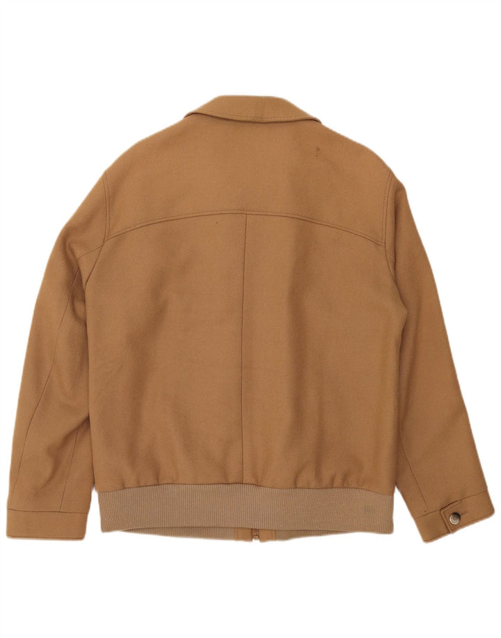 Vintage Bomber Jacket UK 38 Medium Beige Argyle/Diamond Wool