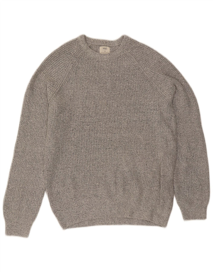 Marks & Spencer Herre sweater med rund hals, mellemgrå polyamid