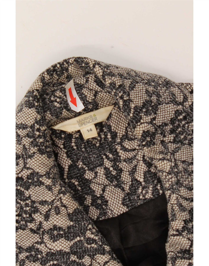 Marks & Spencer Dame Blazer Jacket UK 14 Medium Grey Floral