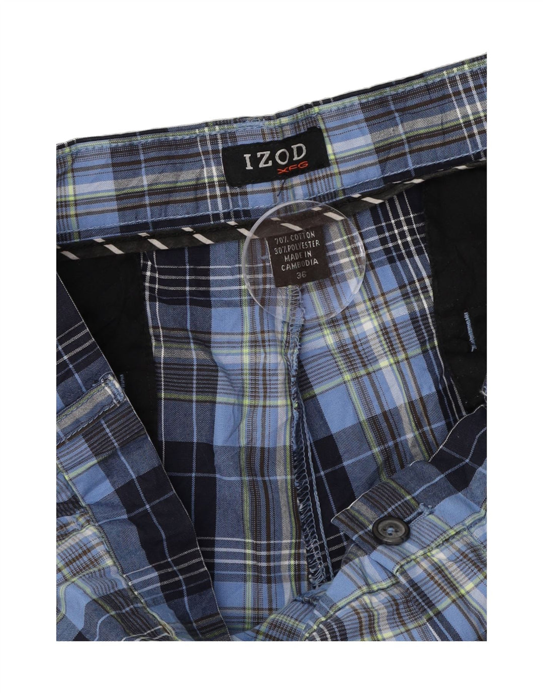 IZOD Mens Chino Shorts W36 Large Blue Check Cotton Vintage Izod and Second-Hand Izod from Messina Hembry 