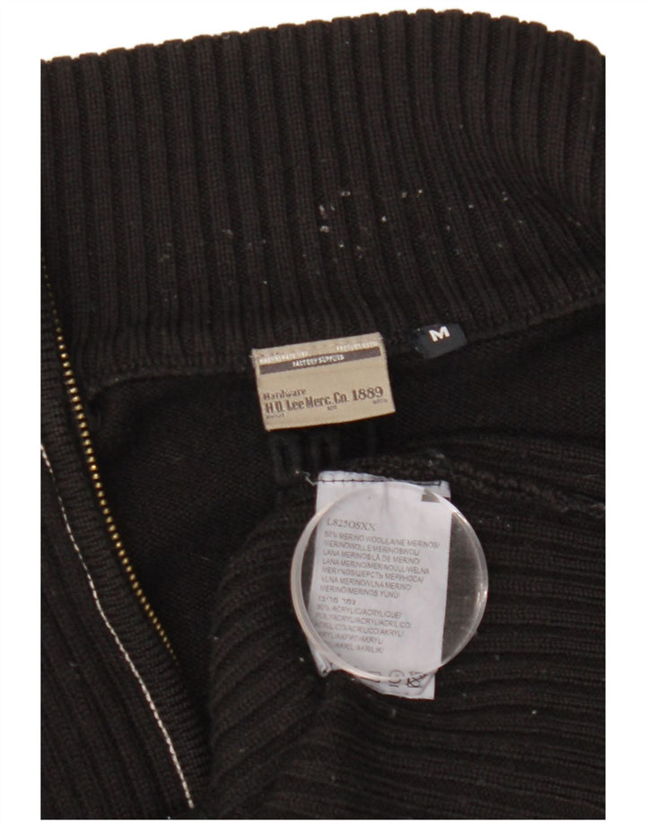 Lee Dame Cardigan Sweater UK 14 Medium Black Merino Wool